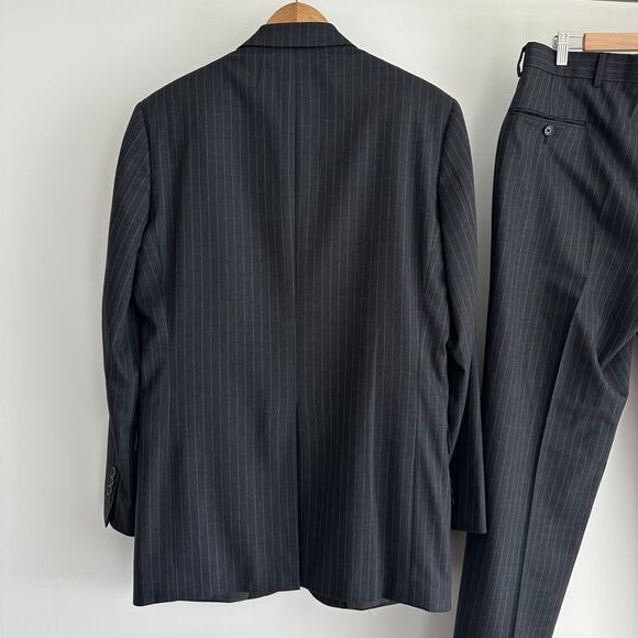 Brooks Brothers Suit Mens 41L Pinstripe Blazer Pants Wool Dapper Gatsby Mob Boss - Picture 7 of 16